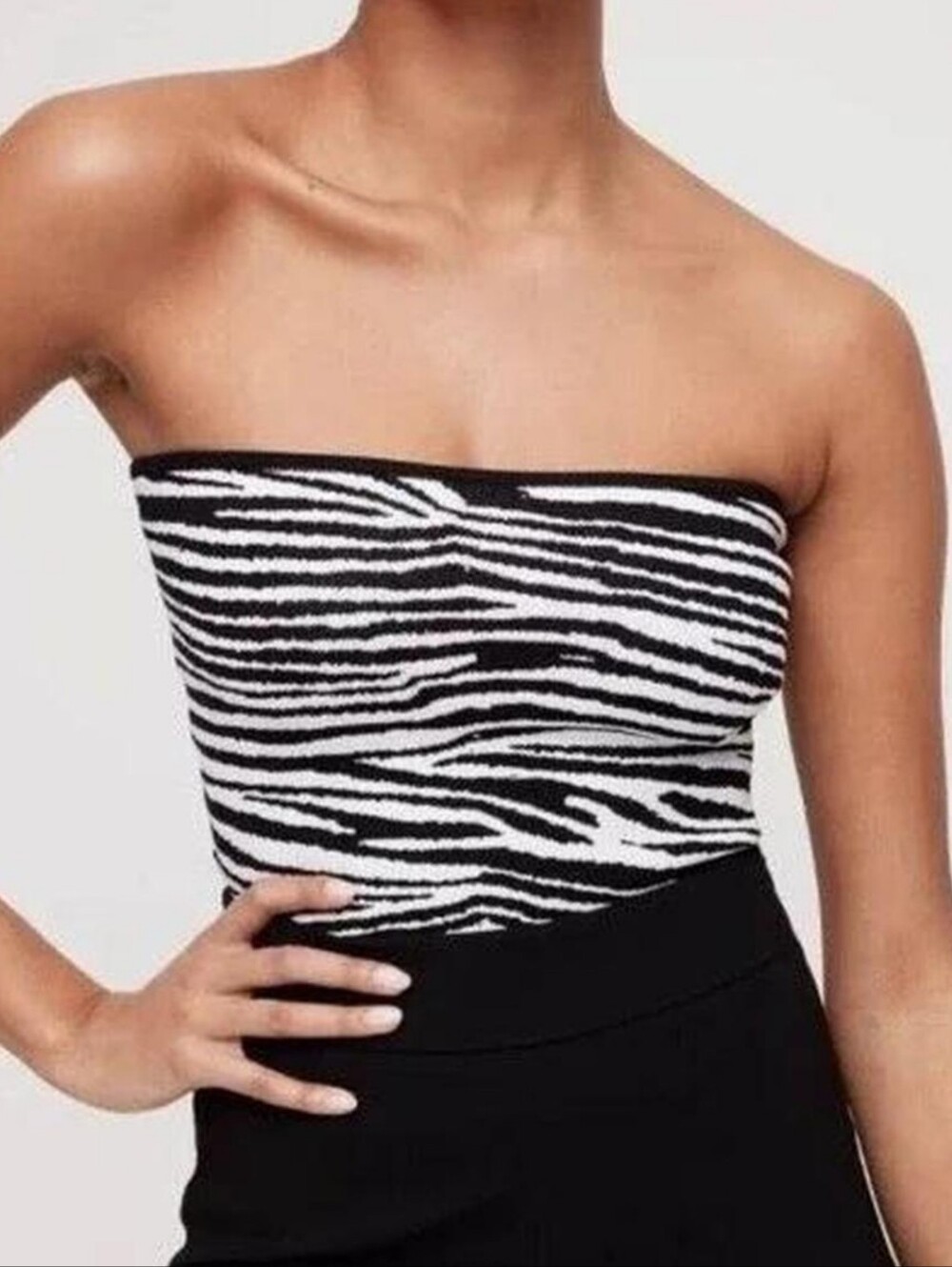 ARITZIA BABATON Zebra knit crop tube top